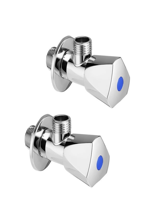 Orvos Angle Valve, Triangular, Premium 304 Stainless Steel Chrome Plated Body with Full Brass Cartridge Inside, Set of 2, for Hot & Cold Supply to Geysers, Sinks, Basins and Flush Tanks - Image 1